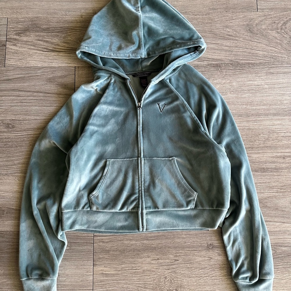 Victoria’s secret Velvet Zip-Up Hoodie in Green/Blue